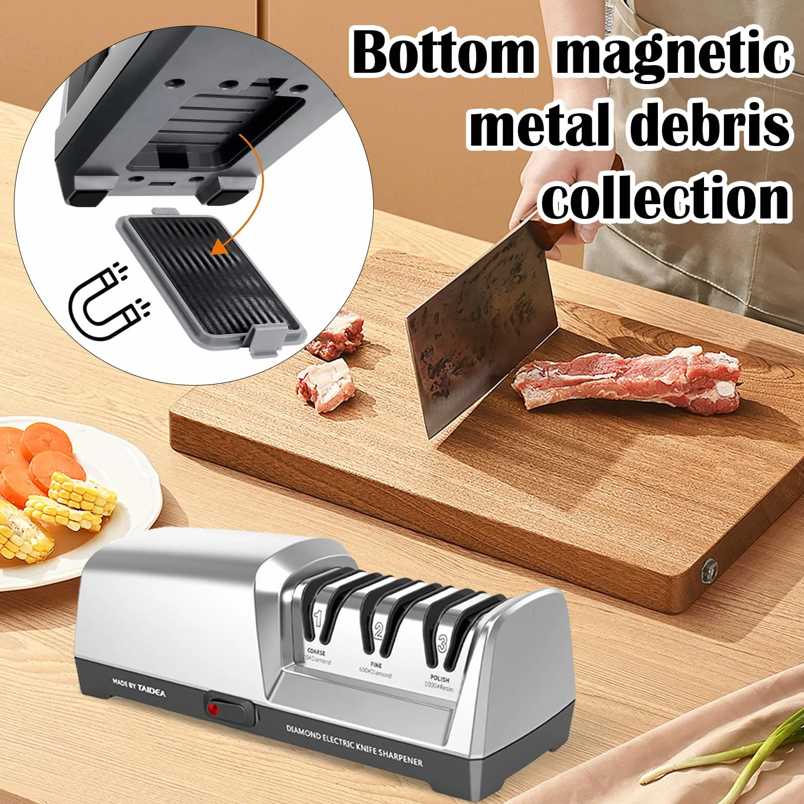 Affilacoltelli Elettrico 3 Livelli Diamantato Professionale per Coltelli da Cucina