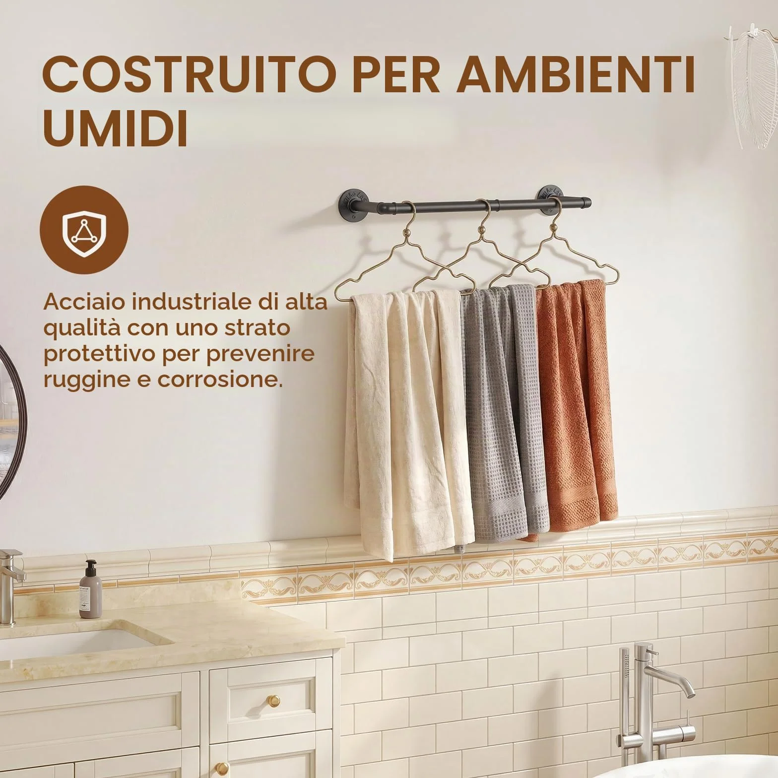 Bamworld Appendiabiti a Parete 2 Pezzo, Ganci per Cappotti in Metallo, Forma U Industriale, Nero