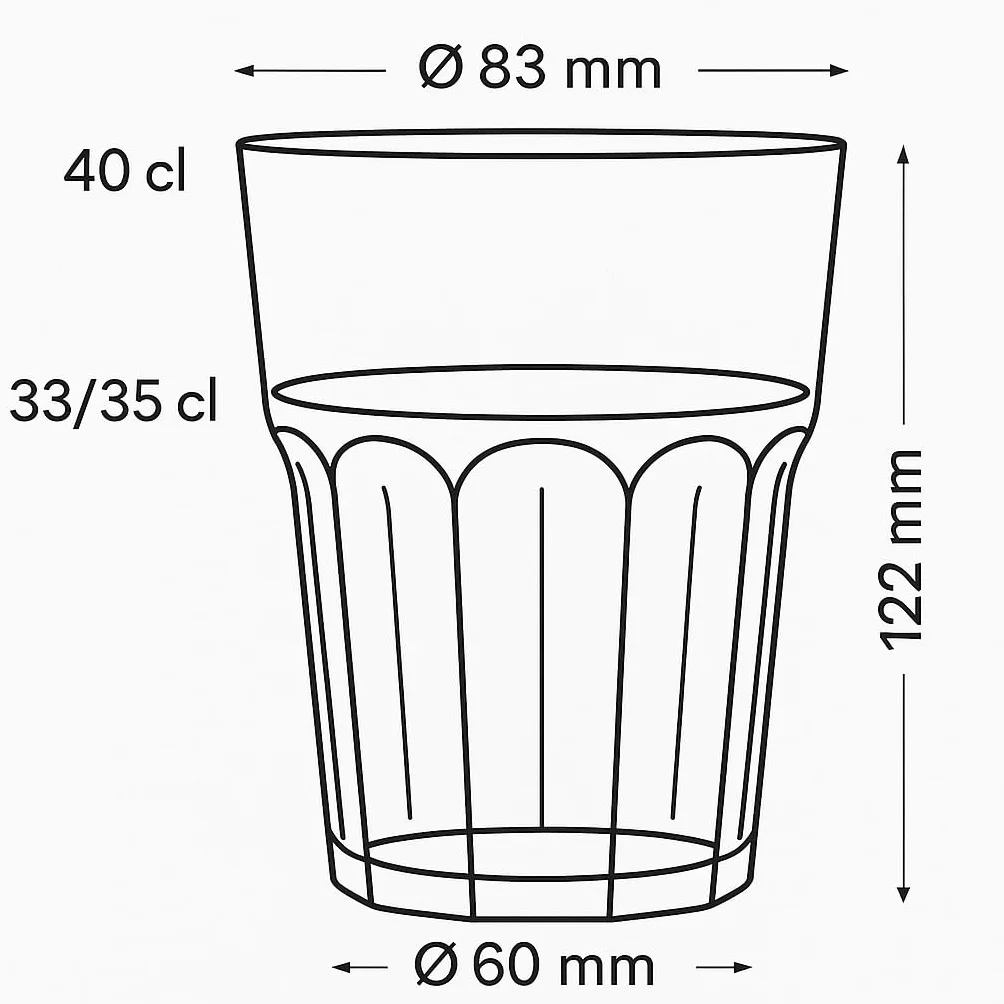Bicchiere in Plastica Riutilizzabile Granity Trasparente 40cl 6 Pezzi Lavabile in Lavastoviglie Made in Italy