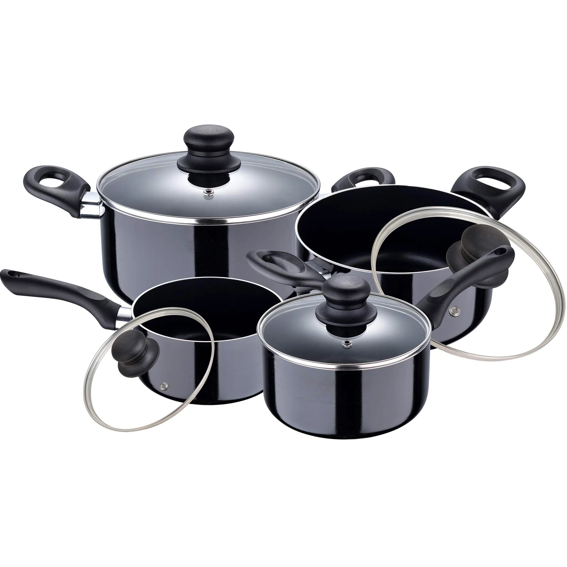 Set di pentole in alluminio pressofuso + set di 4 pezzi di utensili da cucina