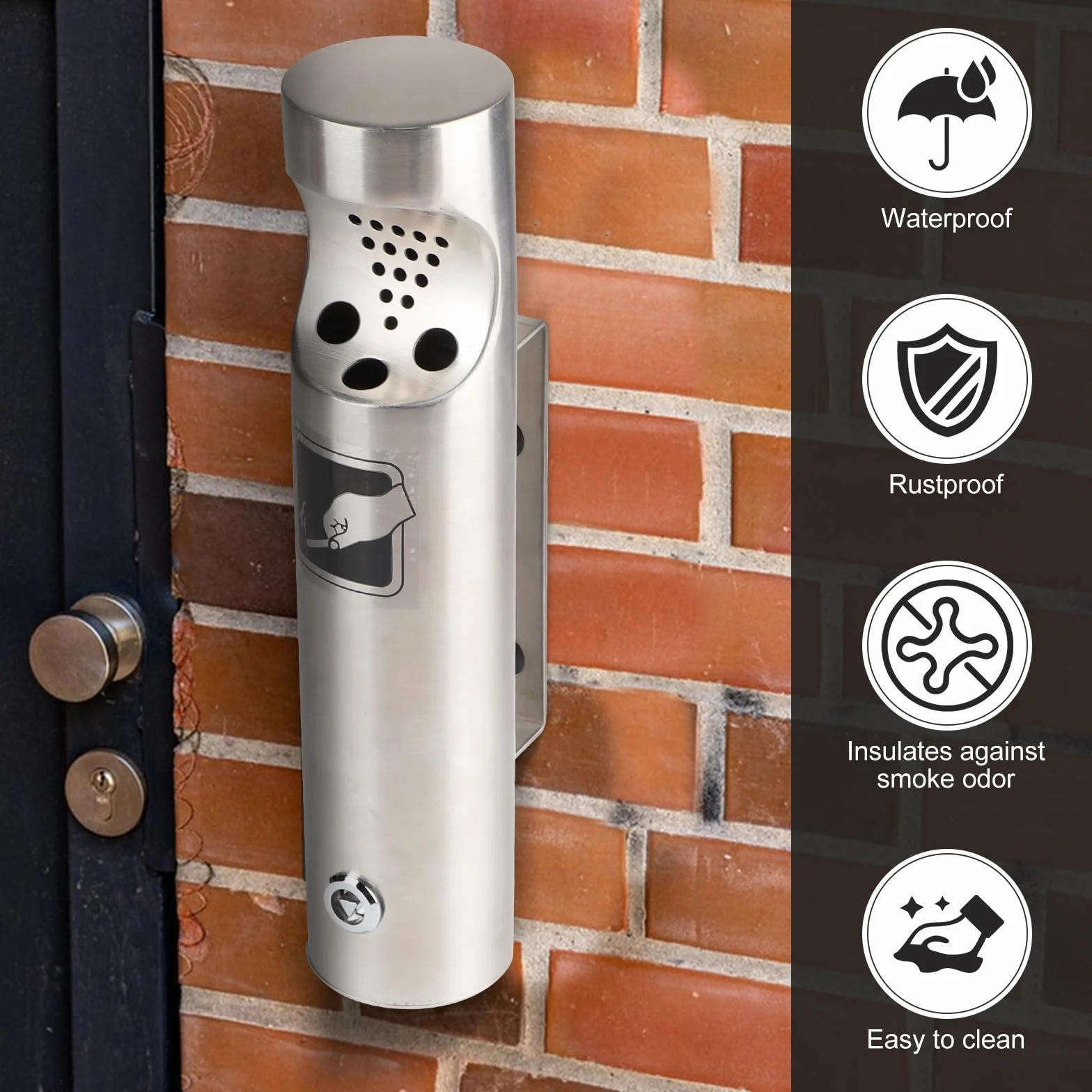 CPROSP Posacenere da Muro Esterni 28.5 x 6.5 cm, Acciaio Inox per Esterno