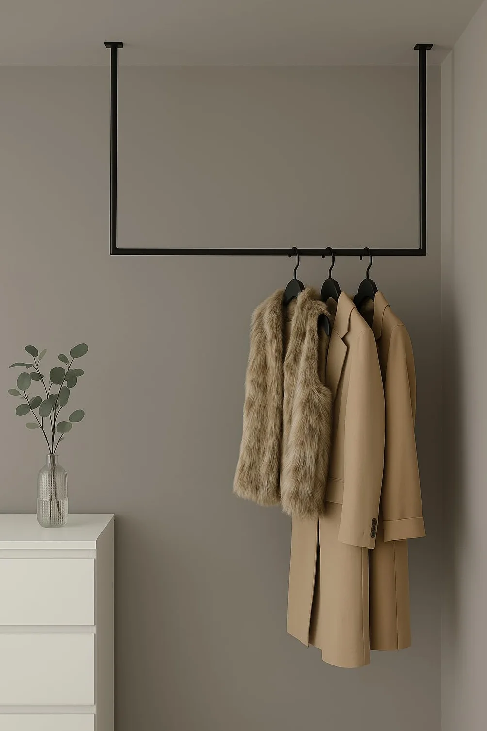 TAVO Appendiabiti da Soffitto in Acciaio Nero Opaco 80x100 cm