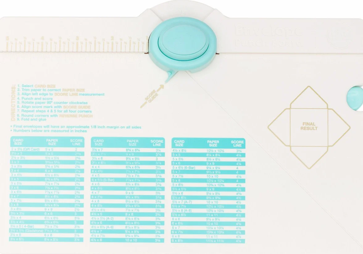 We R Memory Keepers WR71277-0 - Kit de medición para sobres (con perforador, carpeta hueso y tabla de medidas)