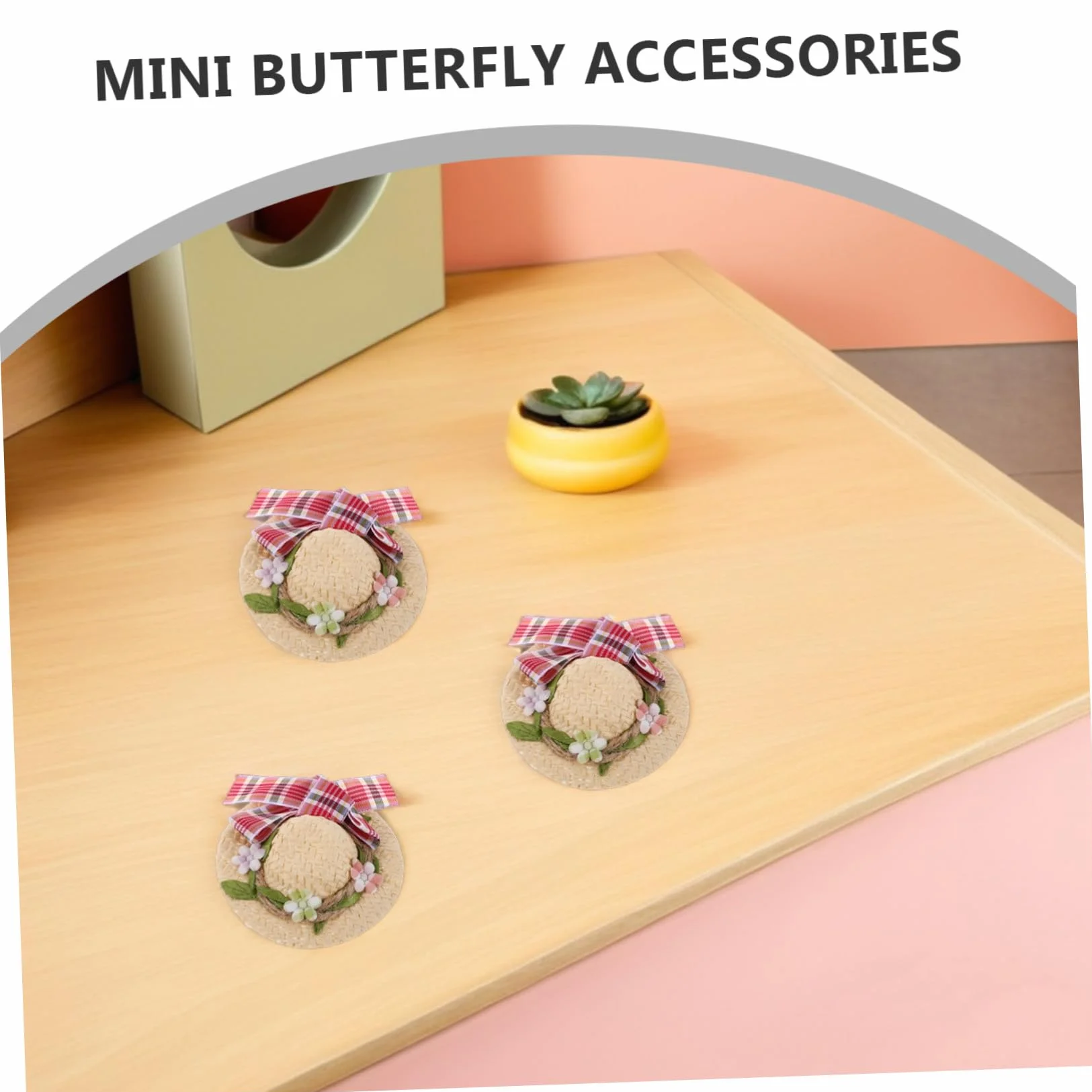 Iplusmile Mini Cappelli Di Paglia Intrecciati Fatti a Mano Con Fiocco Di Pizzo Set Da 10 Pezzi Per Decorazione Miniatura Bambole Casa Feste E Giochi Creativi Cowgirl