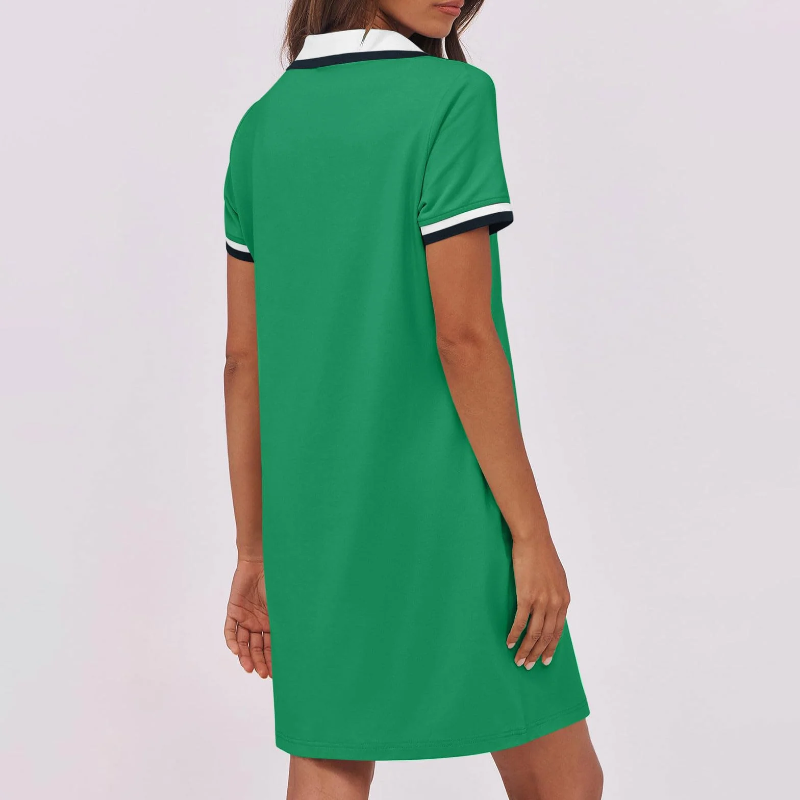 Polo da donna, a maniche corte, per il tempo libero, lunghezza al ginocchio, per lo sport, estivo, estivo, per il golf, per il tempo libero, con tasche