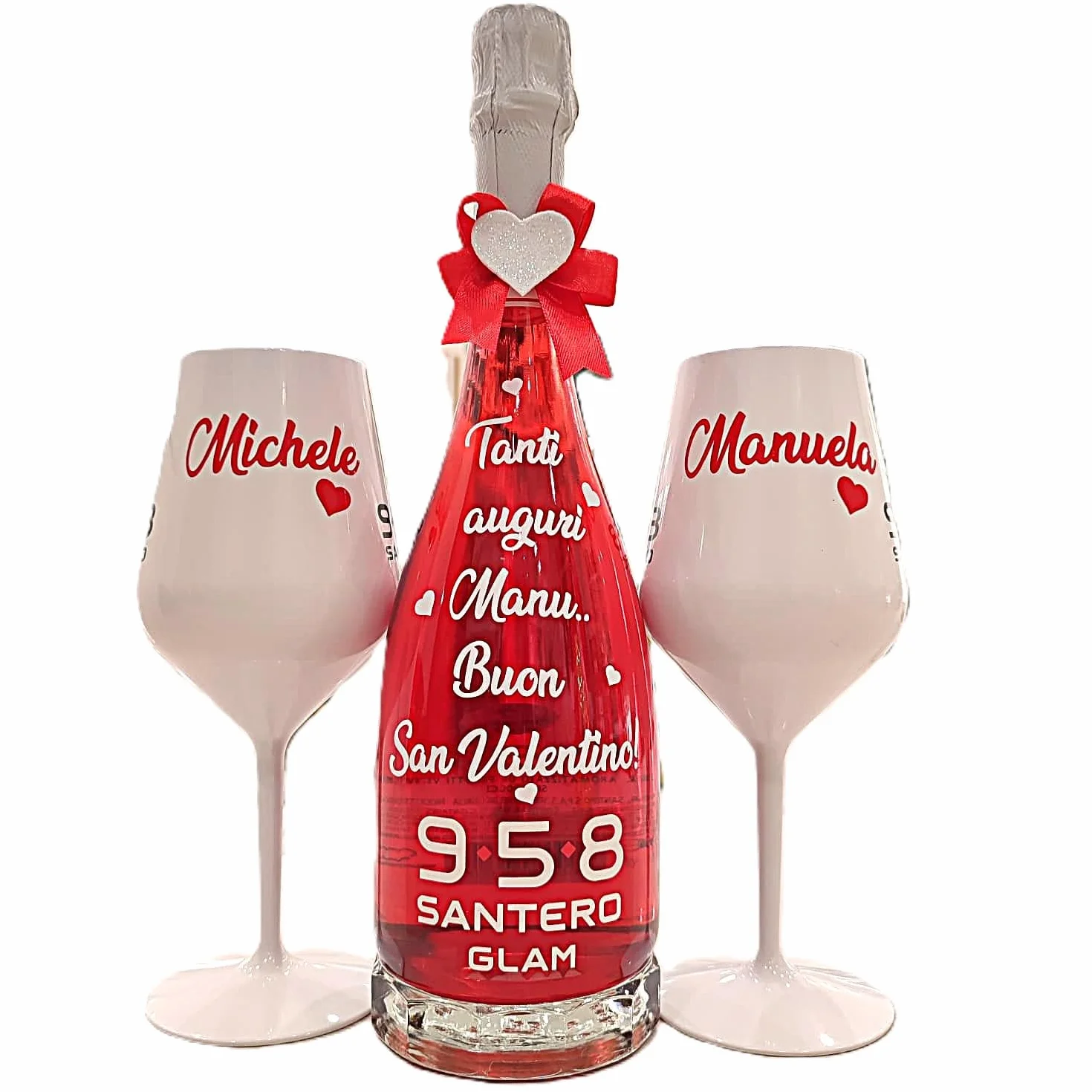 BOTTIGLIA Spumante Bicchiere Personalizzabili San Valentino Anniversario Proposta Matrimonio
