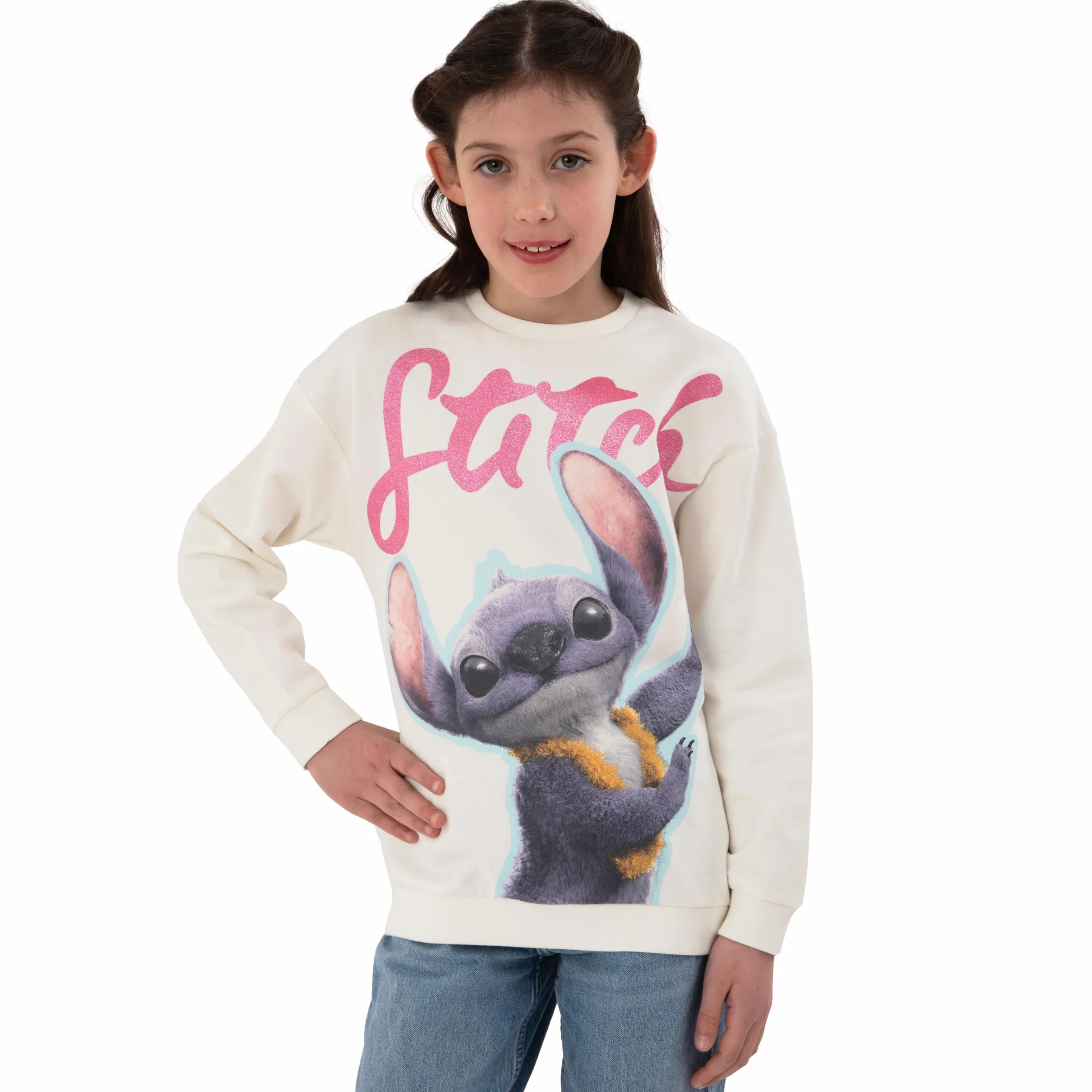 Disney Felpa Bambina Cotone Lilo E Stitch Manica Lunga Abbigliamento
