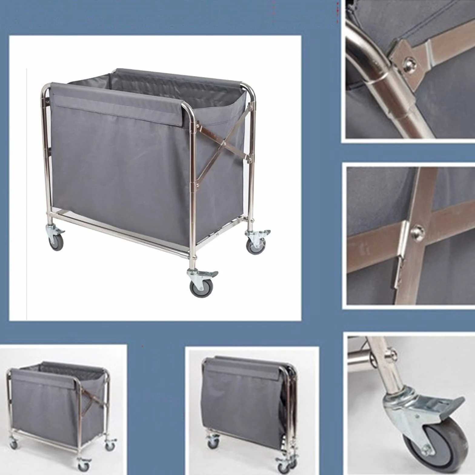 Carrello per lavanderia industriale – Carrello per biancheria da hotel resistente per scuole, uffici, hotel – grande carrello per pulizie
