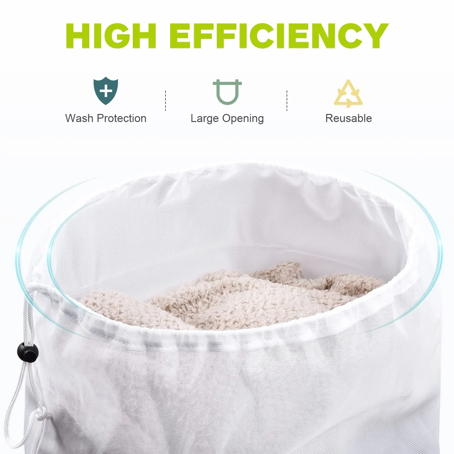 OTraki 2 Pezzi Retina per Lavatrice, 50x60cm Sacchetto Lavatrice Grandi Sacco Biancheria Sporca Con Couliss Laundry Bag Riutilizzabili per Bucato Asciugatrice per Delicati Tende Maglieria