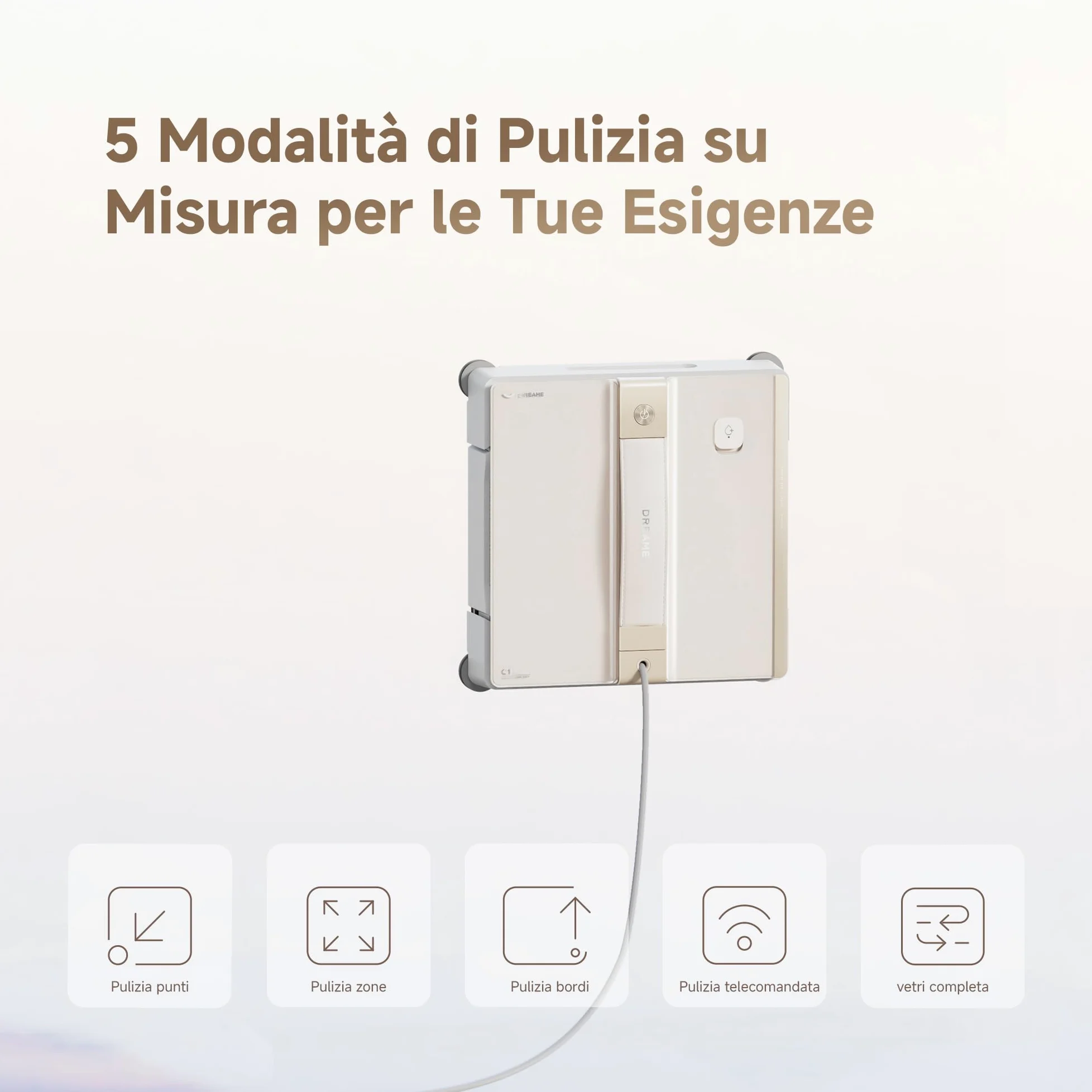 DREAME C1 Robot Lavavetri Intelligente, Aspirazione 5500Pa, Protezione Totale, Pulizia Angoli CornerClean, Doppio Spruzzo, Lavaggio Umido Profondo, Copertura Completa Superfici