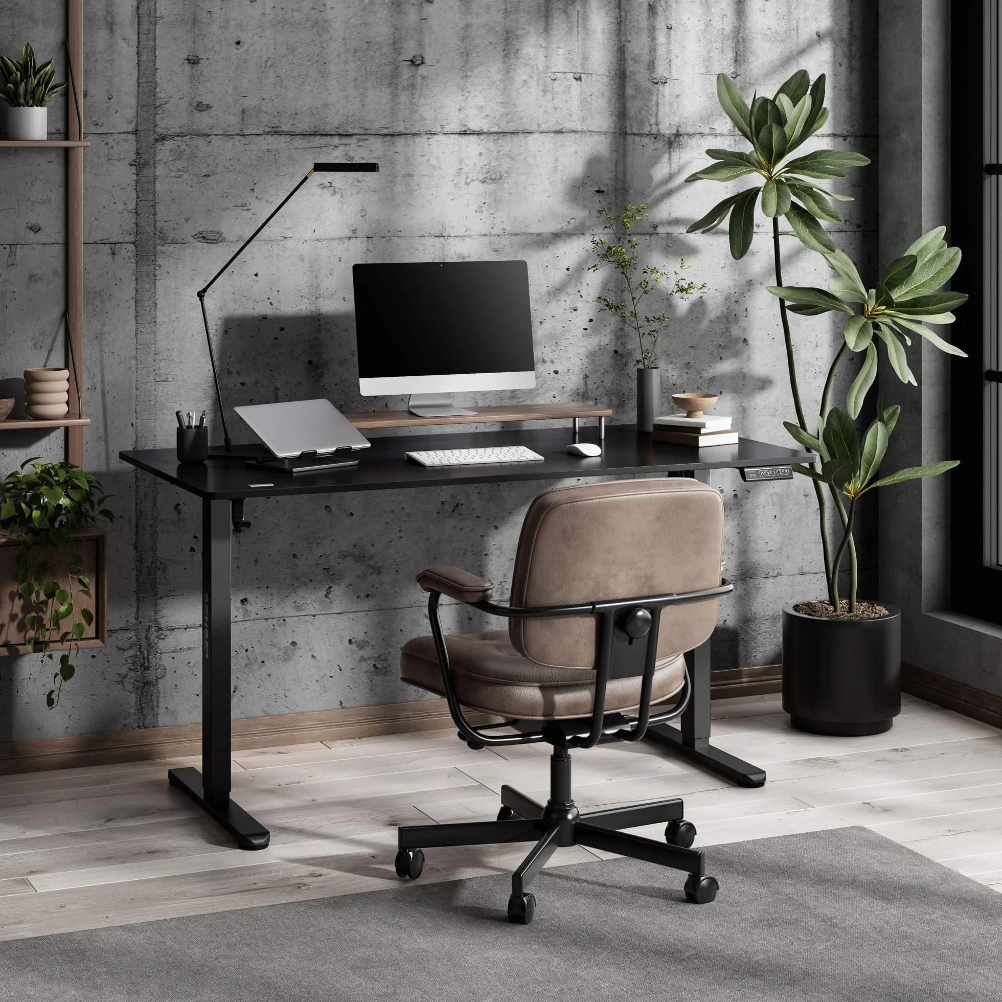 SENSE7 Nojo Light Scrivania Elettrica Nera 140x70cm, Portata 70kg – Grande Scrivania Ergonomica con Memoria e Motore Silenzioso – Ideale per Gaming e Ufficio