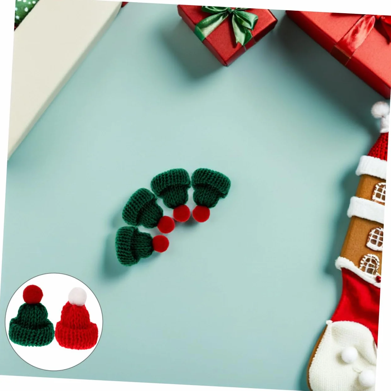 SHINEOFI 40 Pezzi Mini Cappelli Natalizi in Lana Lavorati Maglia Mini Cappellini per Decorazioni Te Accessori per Copribottiglie e Albero Natale