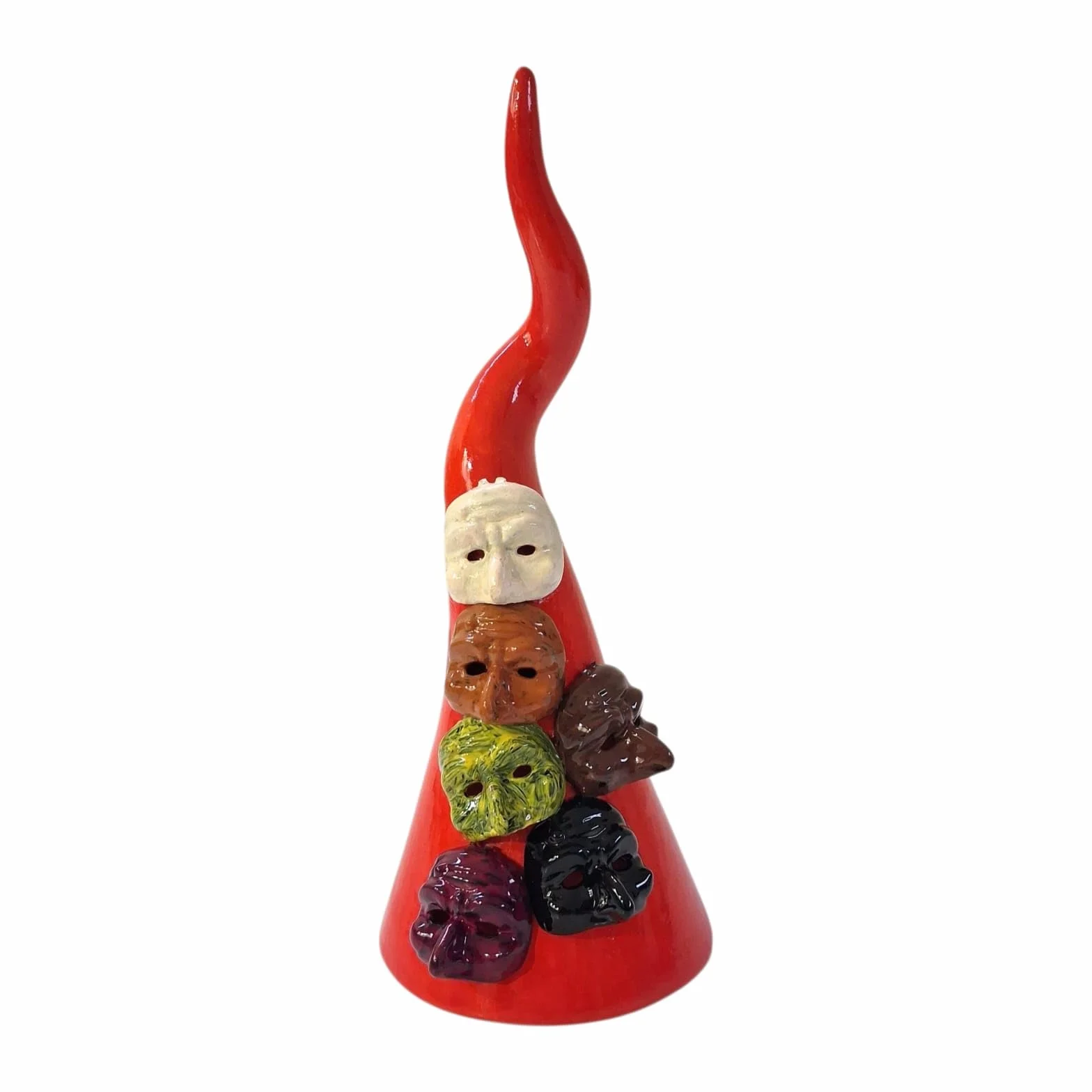 Ceramiczny Cornetto Portafortuna z Maschere Pulcinella Ręcznie Robiony