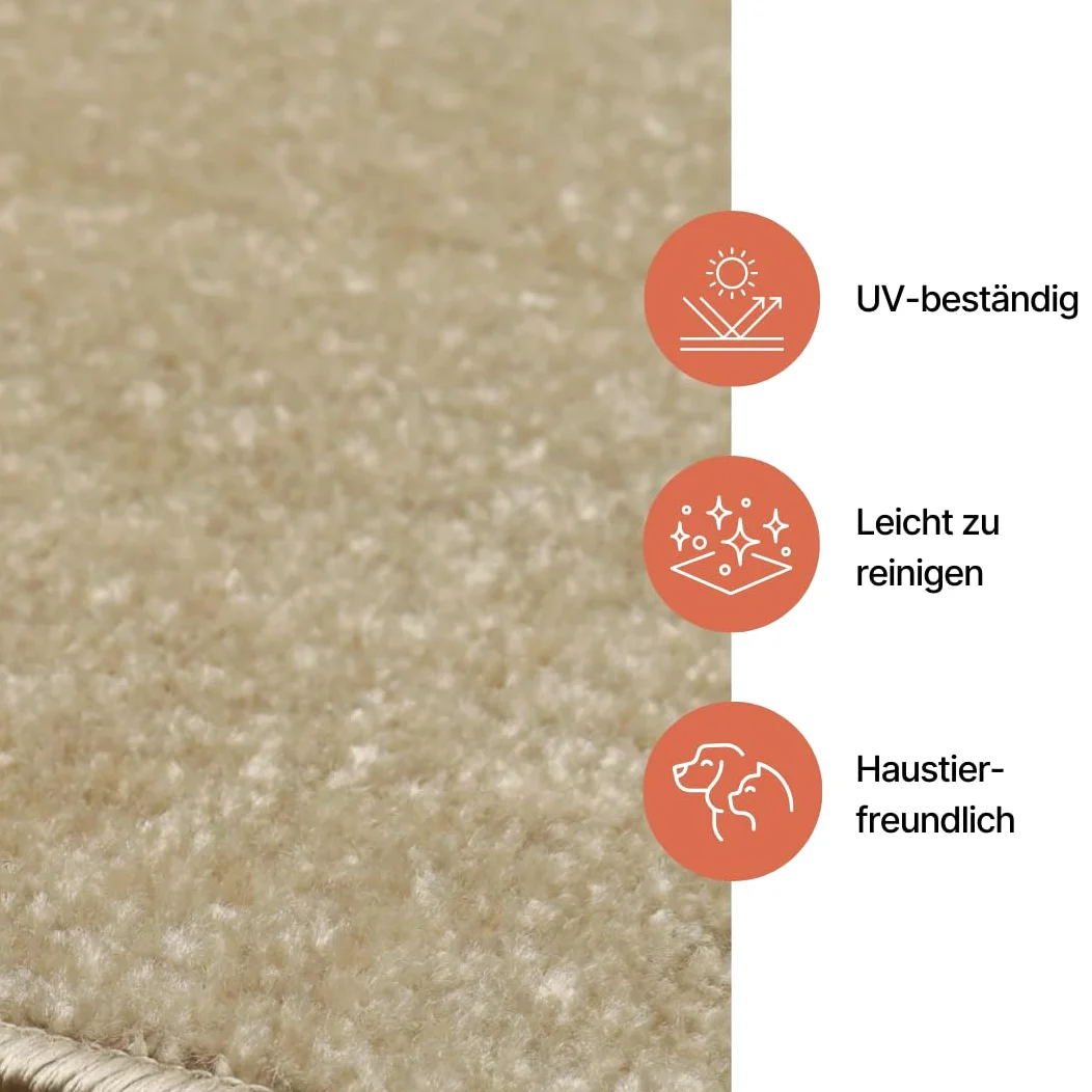 TAPISO Tappeto Quadrato a Pelo Corto, per Interni ed Esterni, Resistente ai Raggi UV, Beige, Tinta Unita, per Soggiorno, Camera da Letto, cameretta dei Bambini, Moderno, Certificato Öko-Tex 250 x 250