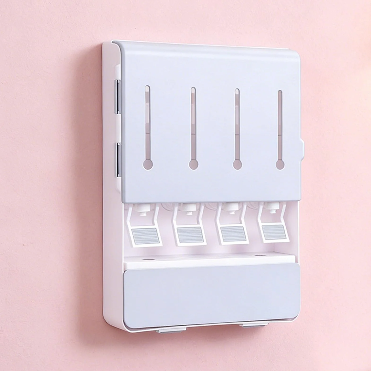 Yosoo Health Gear Portaspezie da Parete Portacondimenti con 4 Barattoli di Vetro Scatola Portacondimenti in ABS 11,8 X 16,5 Pollici per Controsoffitto Salvaspazio Olio Aceto di Soia