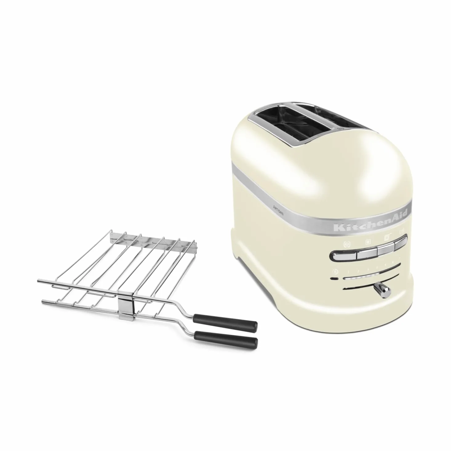 Kitchenaid tostapane - Artisan - Toaster 2 fette con scomparti extra-large e pinze autocentranti - Macchina per Toast con 7 Livelli di Doratura - Retro - Crema