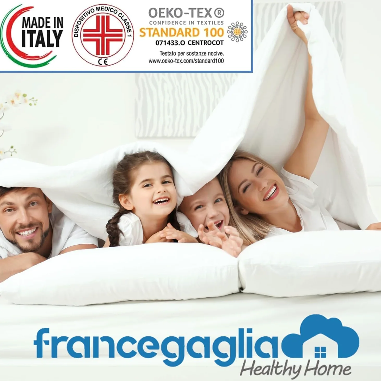 Francegaglia® Materasso matrimoniale 1600 Molle Insacchettate & Memory con Fascia 3D Traspirante + 2 Cuscino in Fiocco di Memory - Altezza 25cm - Dispositivo Medico Detraibile 160x190