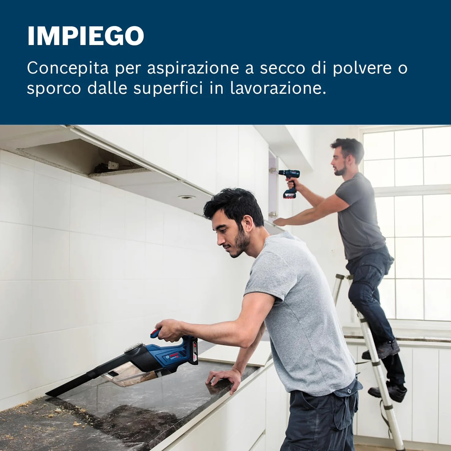 Bosch Professional 06019C6200 Aspiratore a Batteria GAS 18V-1 System, Batterie e Caricabatteria non Inclusi, Tubo di Aspirazione, Capacità di Conservazione 1 l, 18 volts, Blu