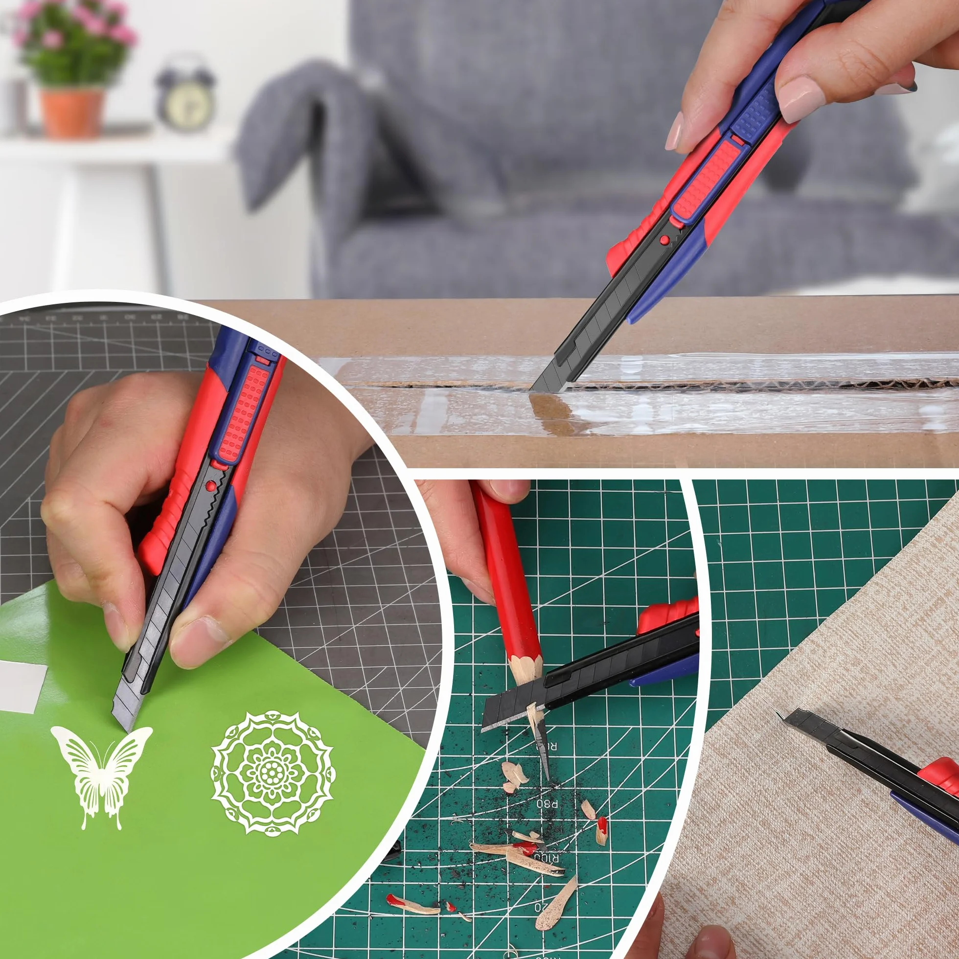 WORKPRO Taglierino Cutter 9 mm 3 Pezzi con 10 Lame Extra