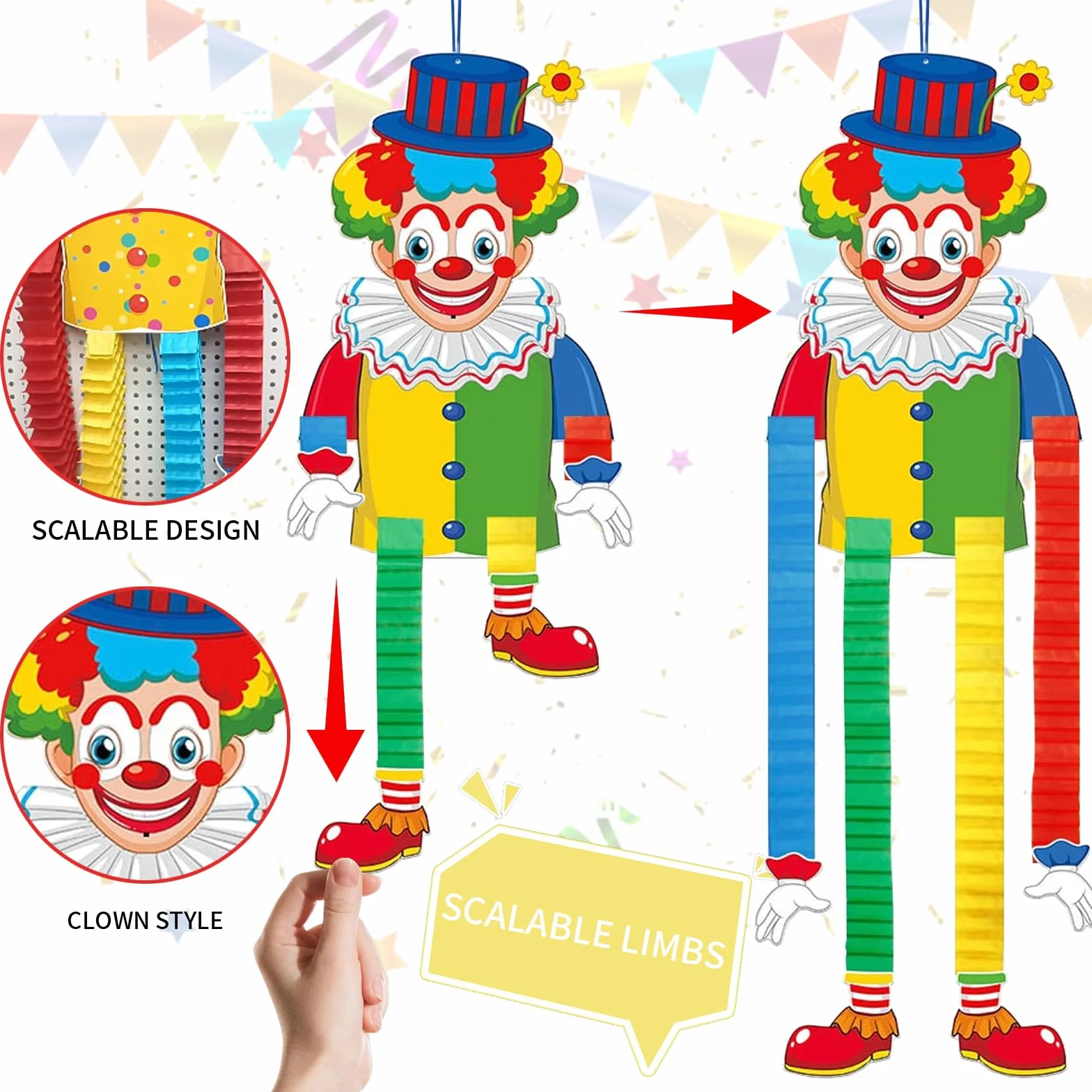 Set Decorazione Clown Carnevale 2 Grandi 6 Piccoli Decorazioni Porta Festa