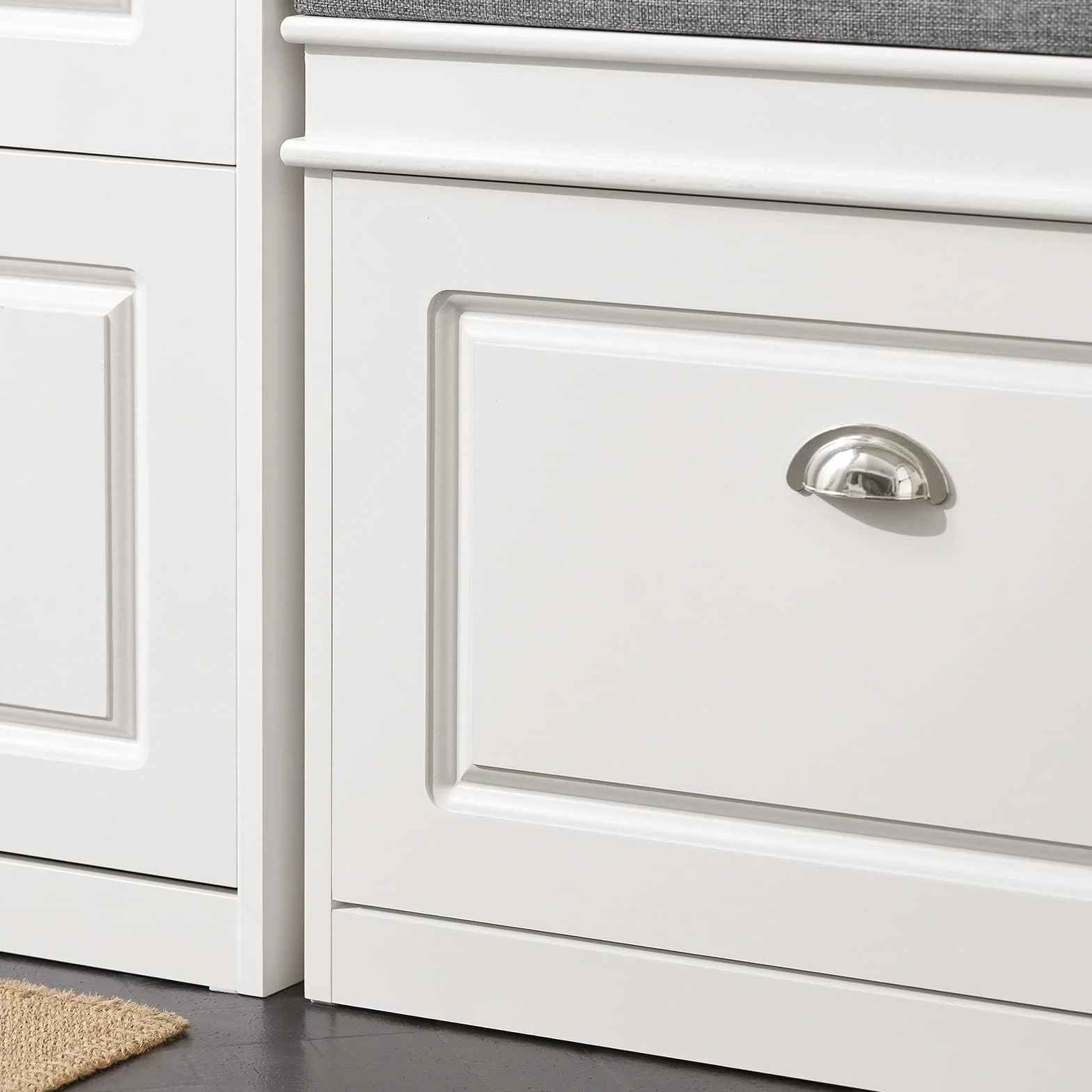 SoBuy Scarpiera Salvaspazio Slim con Seduta Panca Ingresso Contenitore Legno 60x24x51 cm Bianco FSR82-K-W