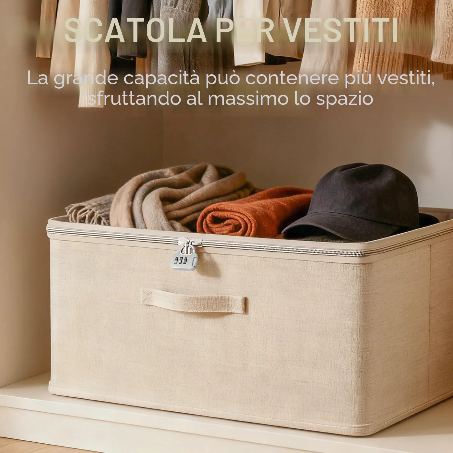 Scatola con Lucchetto 40 x 30 x 21 cm per Oggetti Vestiti Libri Giocattoli