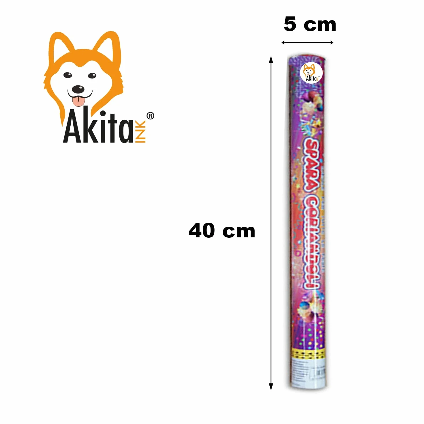 Akitaink - 4 Cannoni Tubo Spara Coriandoli colorati 40 CM ad Aria Compressa: Effetto Magico per Feste, Matrimoni Occasioni Speciali per Festeggiare una Laurea, Baby Shower, Compleanno