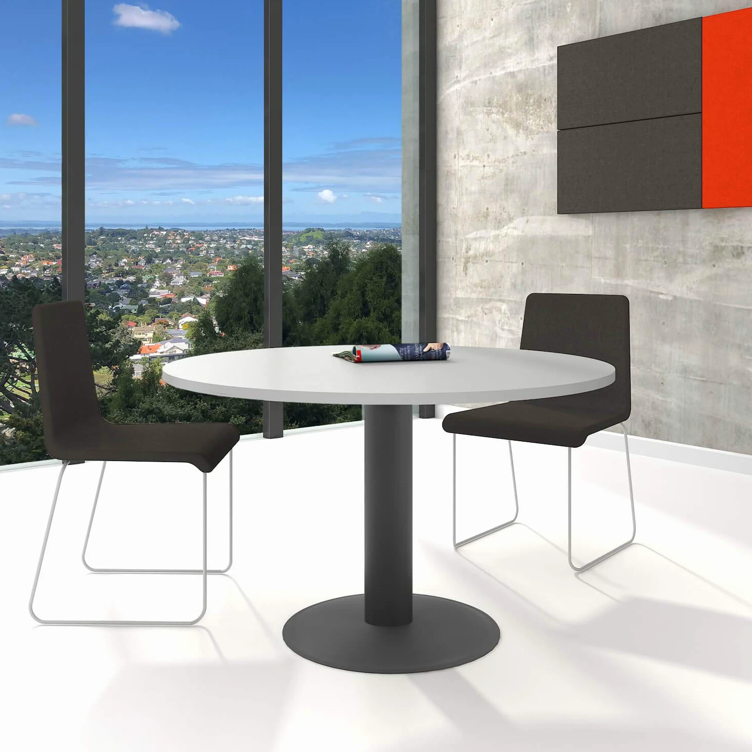 Weber Büro Optima - Tavolo rotondo per riunioni, diametro 120 cm, colore: grigio perla