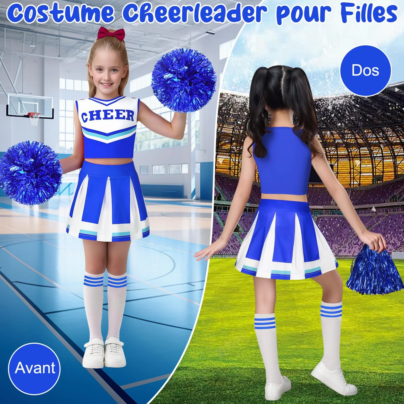 Luckyou Cheerleader Costume Carnevale con Pompon e Calzini