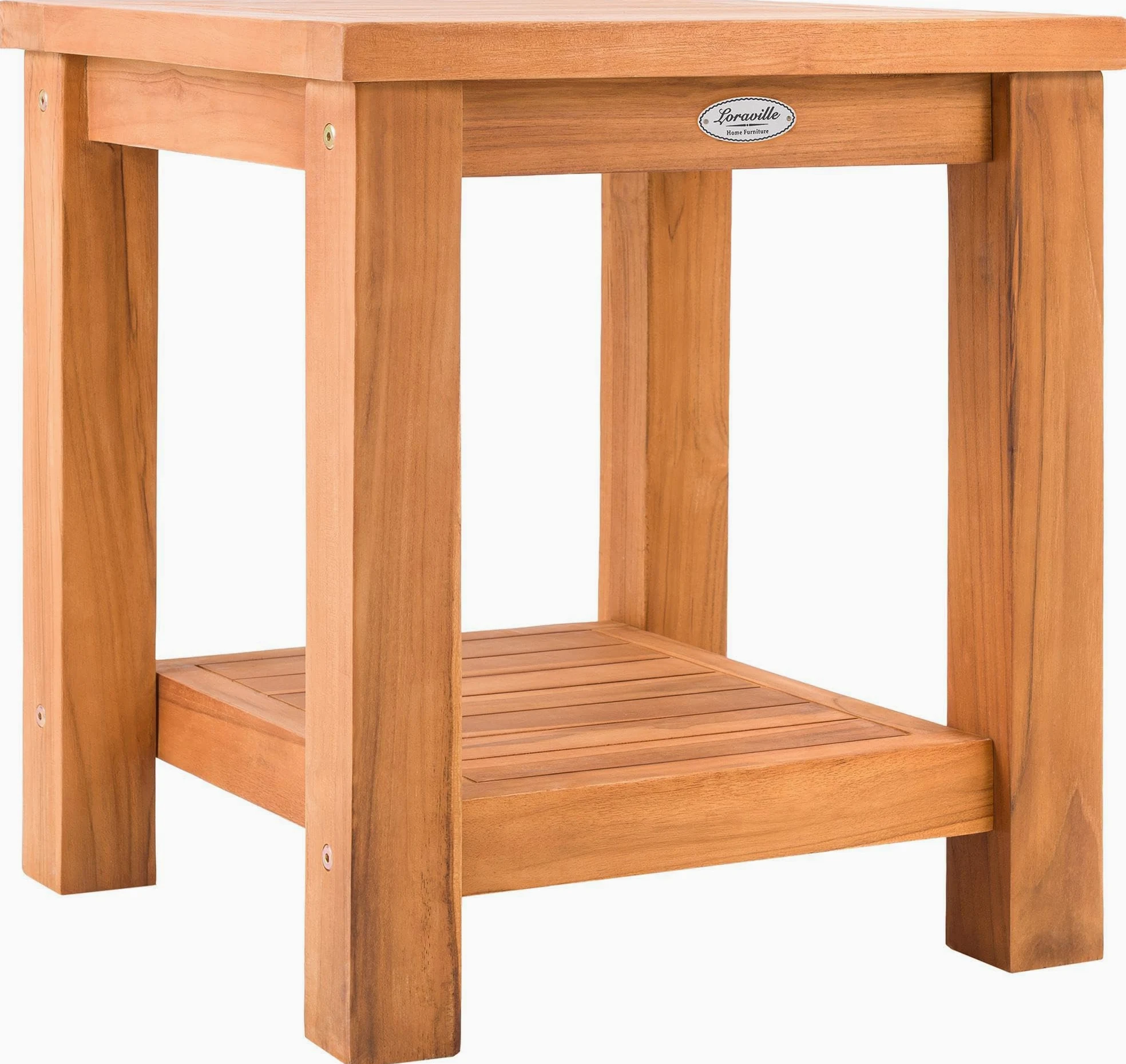 CLP Tavolino da Esterno Keaton in Teak, Tavolo da Giardino Resistente alle intemperie con Due Ripiani, Tavolo in Teak per Giardino, Colore:Teak