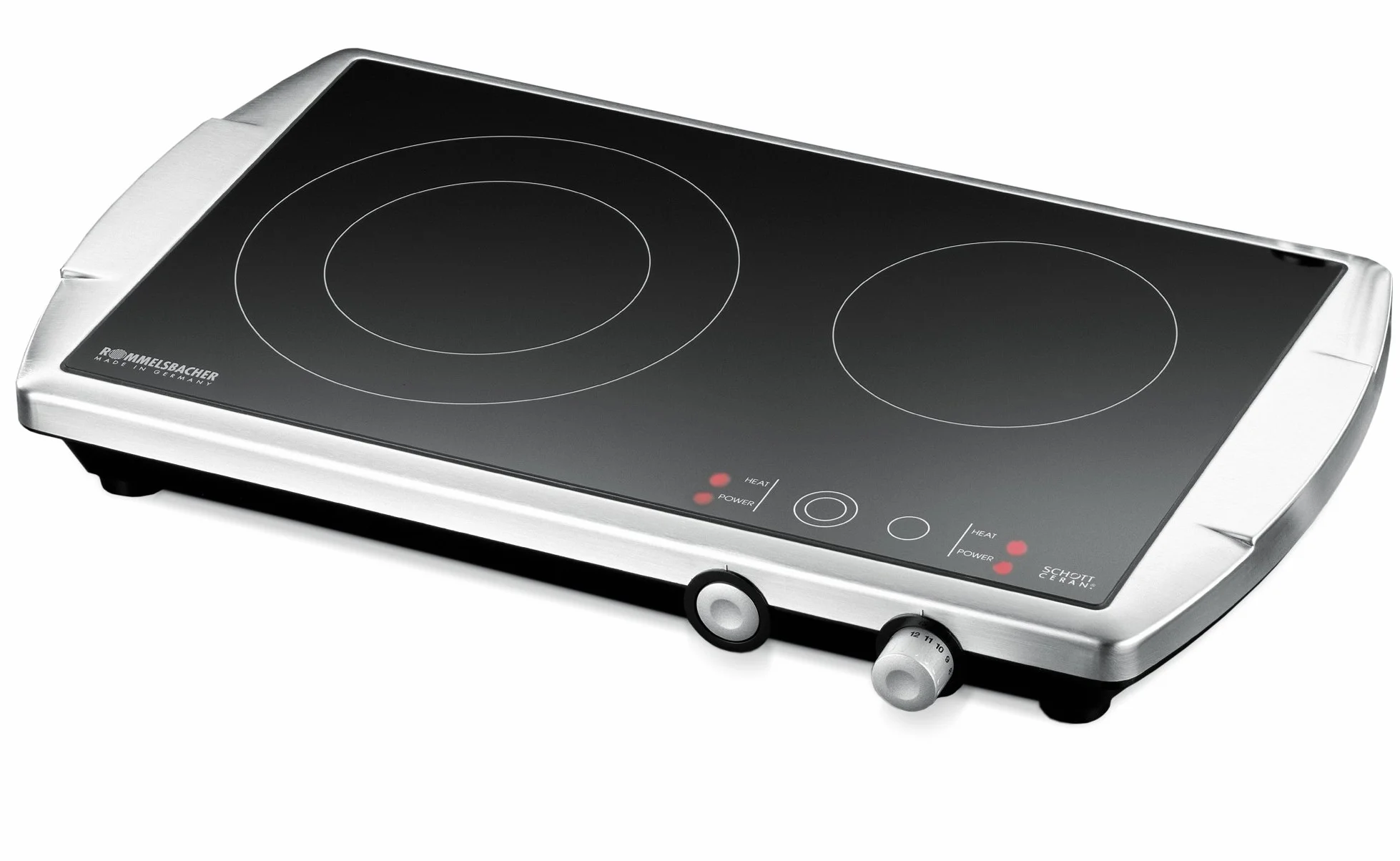 Rommelsbacher Ceran CT 3400/E Piastra doppia in vetroceramica, 3400 W, in acciaio INOX