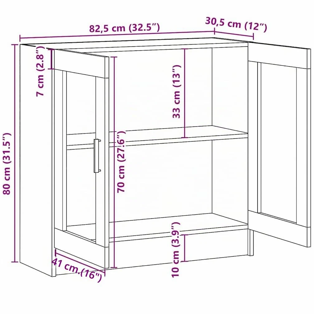 vidaXL Armadietto con Vetrina Bianco 82,5x30,5x80 cm Legno Multistrato