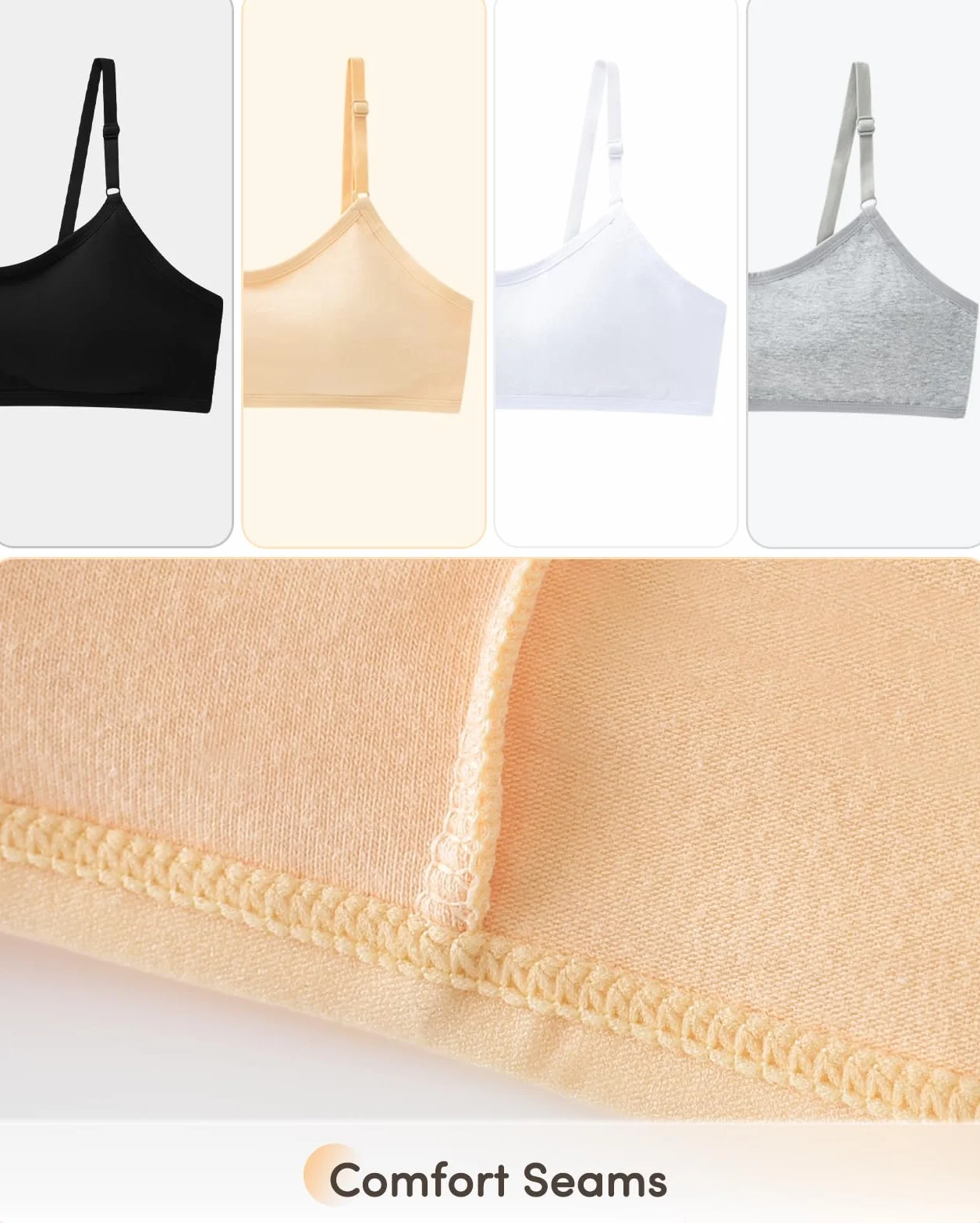 Adorel Reggiseni Sportivi in Cotone Intimo Imbottito Ragazza Confezione da 4