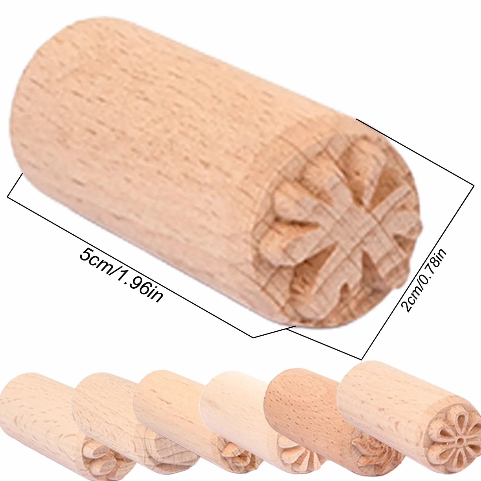 7 Pezzi Colonna Timbri in Legno Naturale per Ceramica Francobolli Timbro in Legno Forma Fiori e Cuore Timbri In Argilla Ceramica Floreale In Legno Colonna per Argilla Scrapbooking Fai Decor