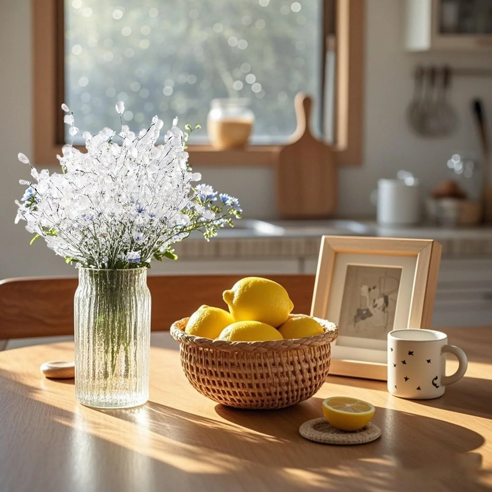 Confezione da 20 rami decorativi in cristallo acrilico trasparente – rametti decorativi con perline lucide per decorazioni per rametti natalizi, casa, vaso, festa, DIY e decorazioni invernali, 16cm