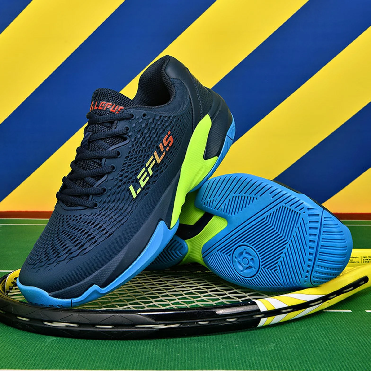 Scarpe da Tennis Uomo Ammortizzate Traspiranti Badminton Squash BLBK