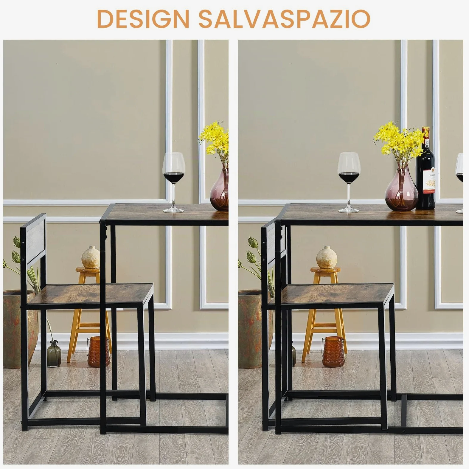 GIANTEX Set di Tavolo da Bar da 3 Pezzi, Set 3 Pezzi con 2 Sedie e Tavolo, Piccolo Tavolo da Cucina per 2 Persone, Tavolo da Bistrò, 3 Colori