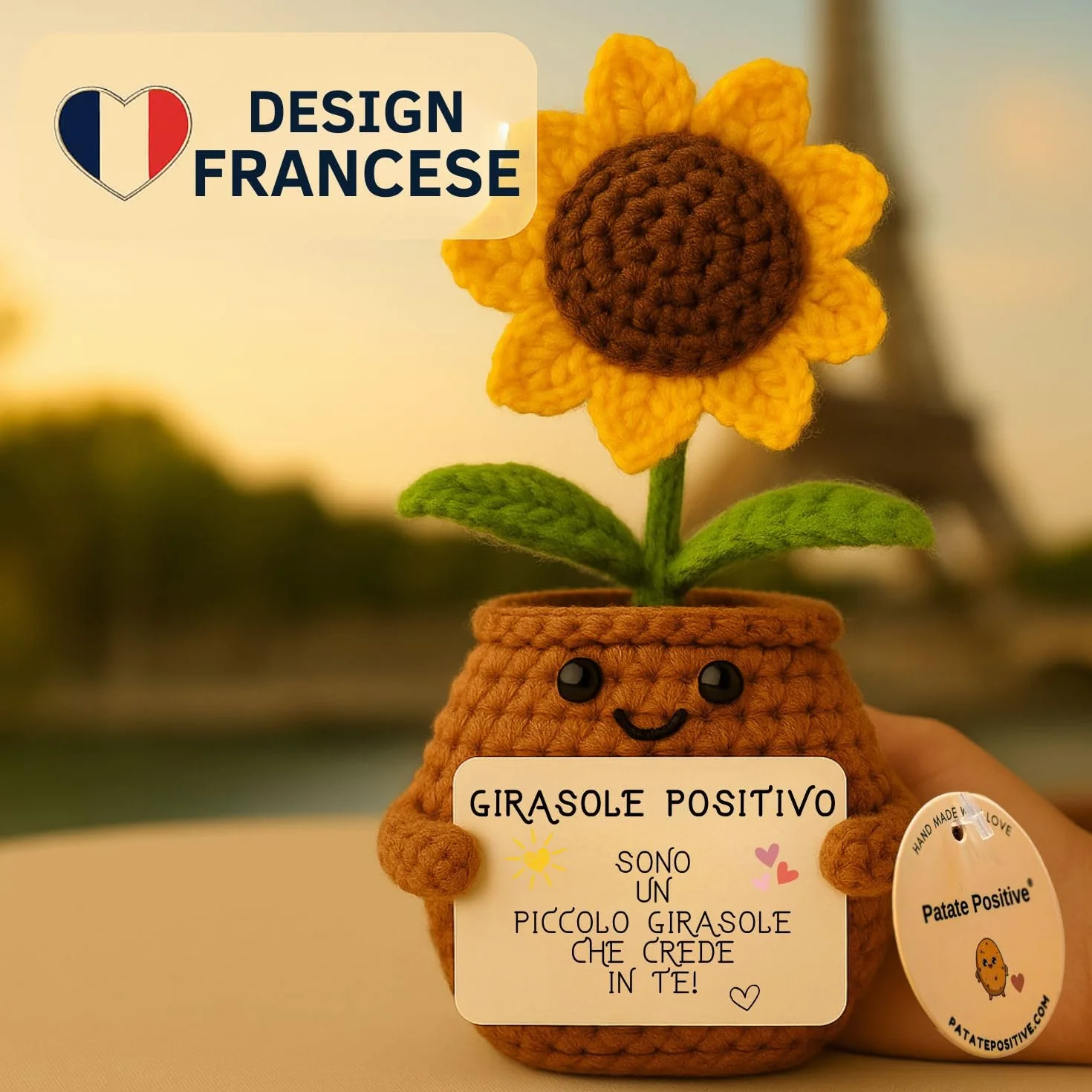 Patate Positive Girasole Positivo Fiore Artificiale in Vaso Idea Regalo Originale Festa della Mamma Decorazione Casa