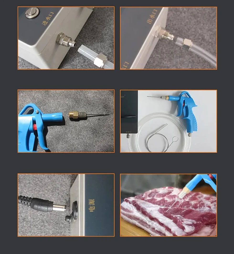Pompa Elettrica per Siringa Salina per Carne, Iniettore Elettrico ad Alta Pressione con Ago in Acciaio Inossidabile 316 (4 Aghi)