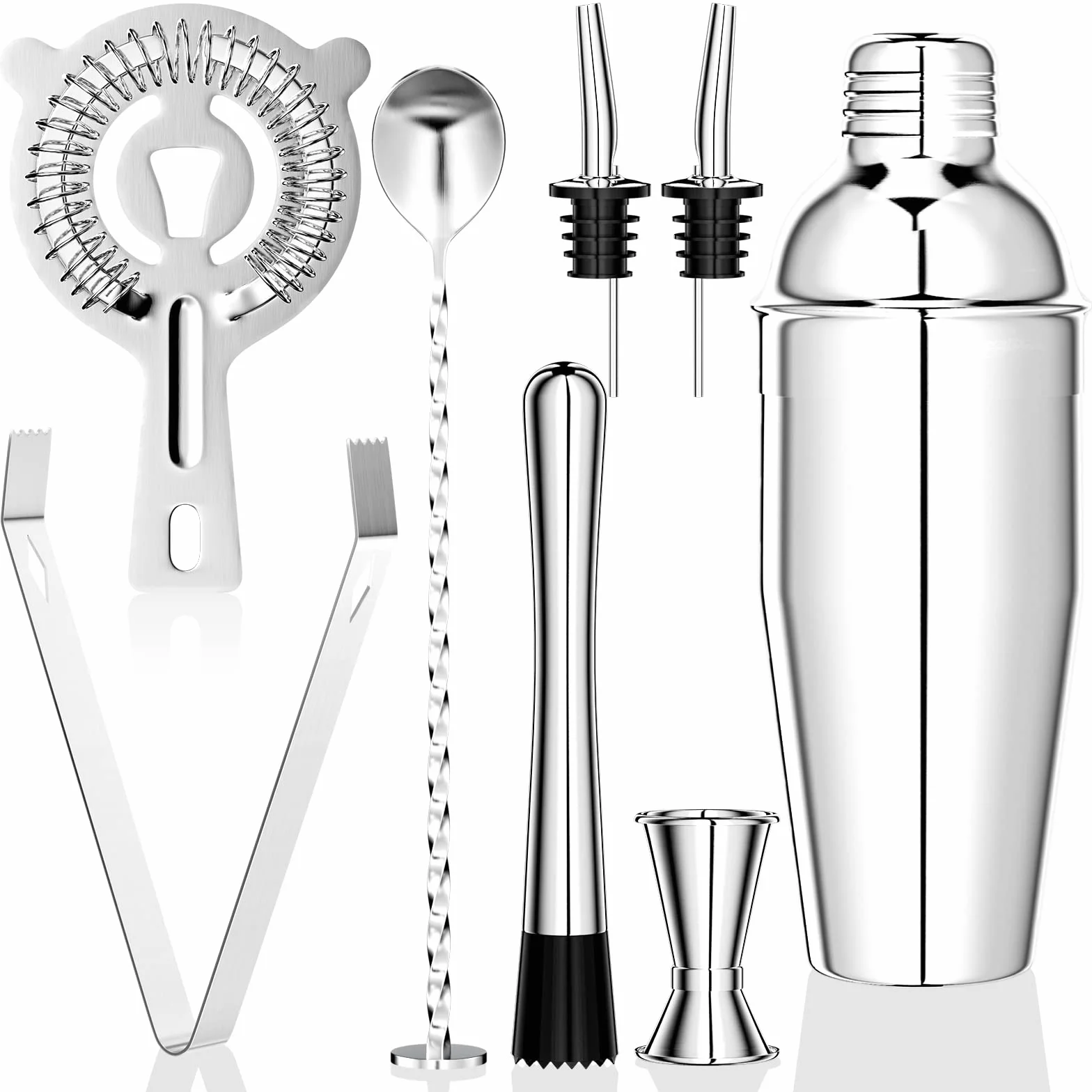 Gvolatee 750 ml shaker in Acciaio Inox, 8 pezzi cocktail set professionale barman kit