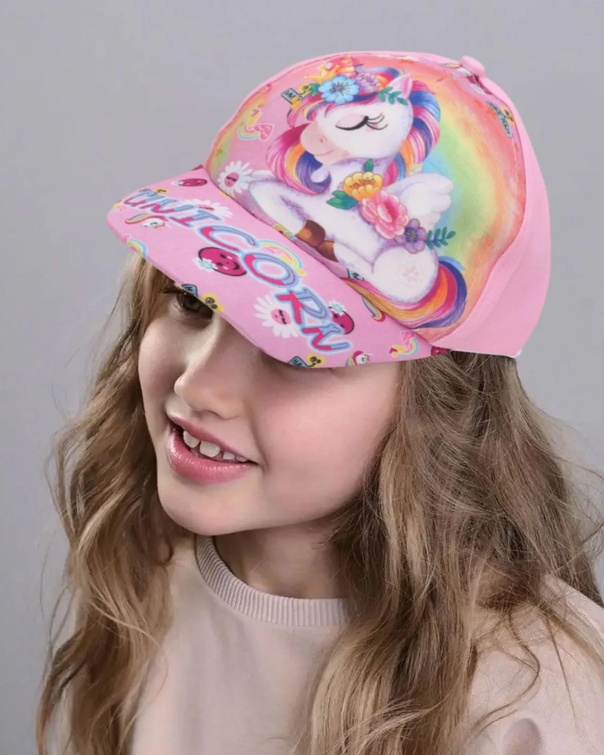 Berretto da Baseball per Ragazze in Cotone Snapback Unicorno
