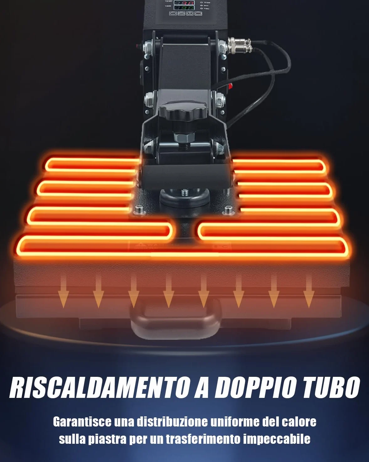 CREWORKS Pressa a Caldo 38x38cm 1400W Doppio Tubo di Riscaldamento Controllo Digitale Termopressa per Magliette