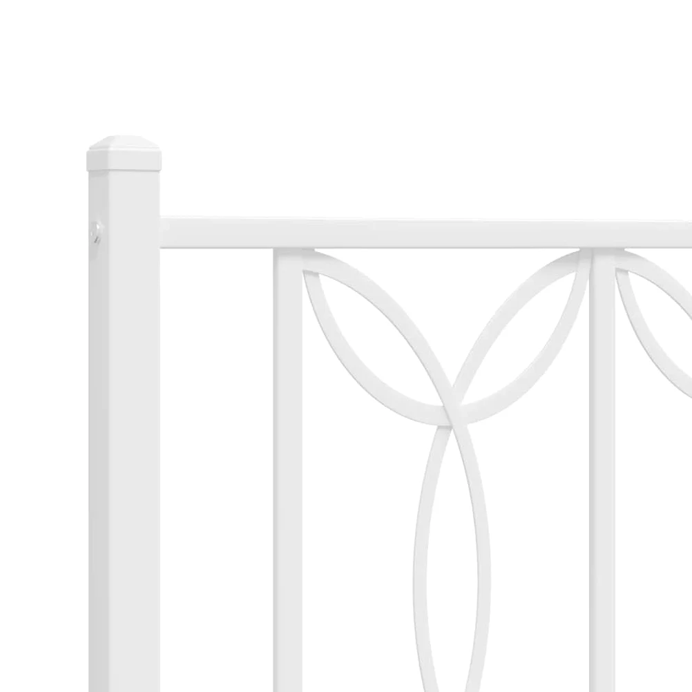 vidaXL Telaio letto con testiera, telaio del letto con rete a doghe in metallo, letto singolo per camera da letto, metallo bianco 100 x 190 cm