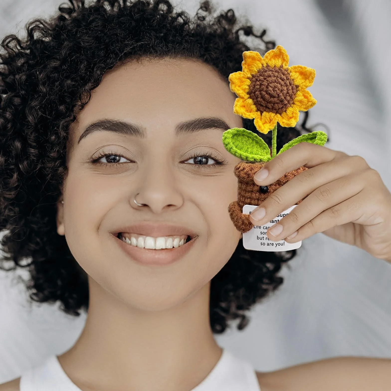 Regalo Girasole Decorazioni da Scrivania Fiori all'Uncinetto Regalo per Lui Lei Compleanno Natale San Valentino