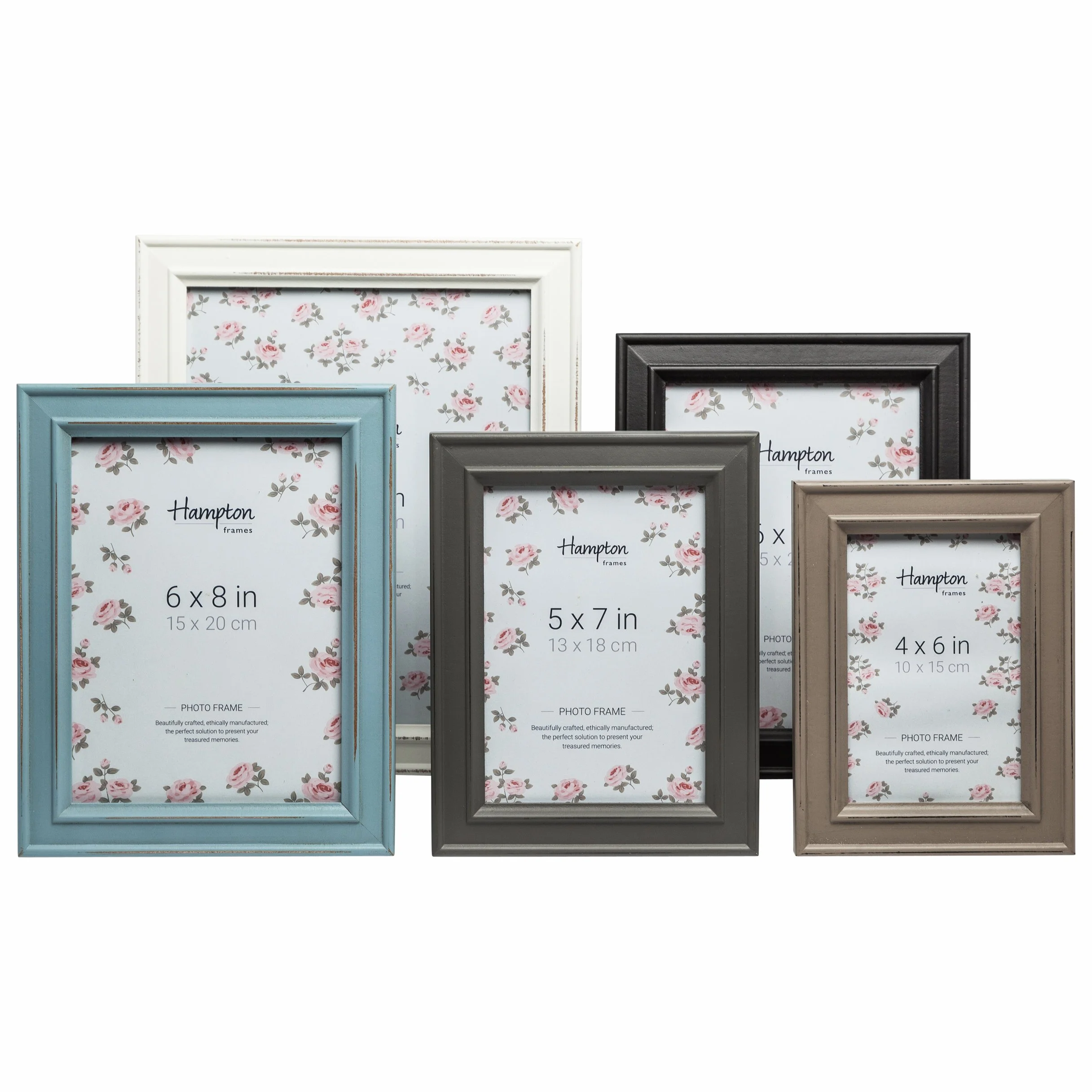 Hampton Frames | Cornice Portafoto PALOMA PAL301946B | 10x15 cm azzurro, legno effetto invecchiato | Vetro, da tavolo o parete | Design shabby chic casa