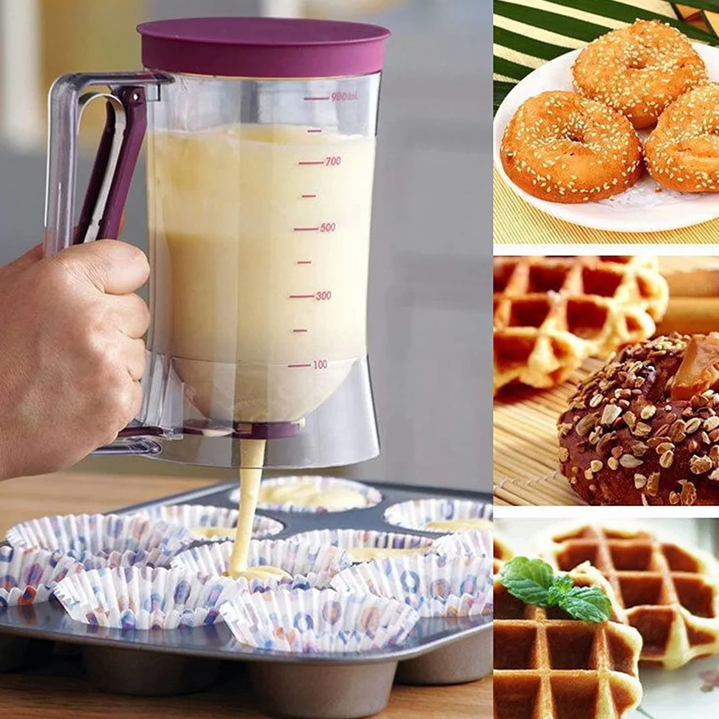 Distributore di pasta per torte, dosatore per tazze, utensili da cucina, qualità alimentare, PS + ABS + materiale siliconico