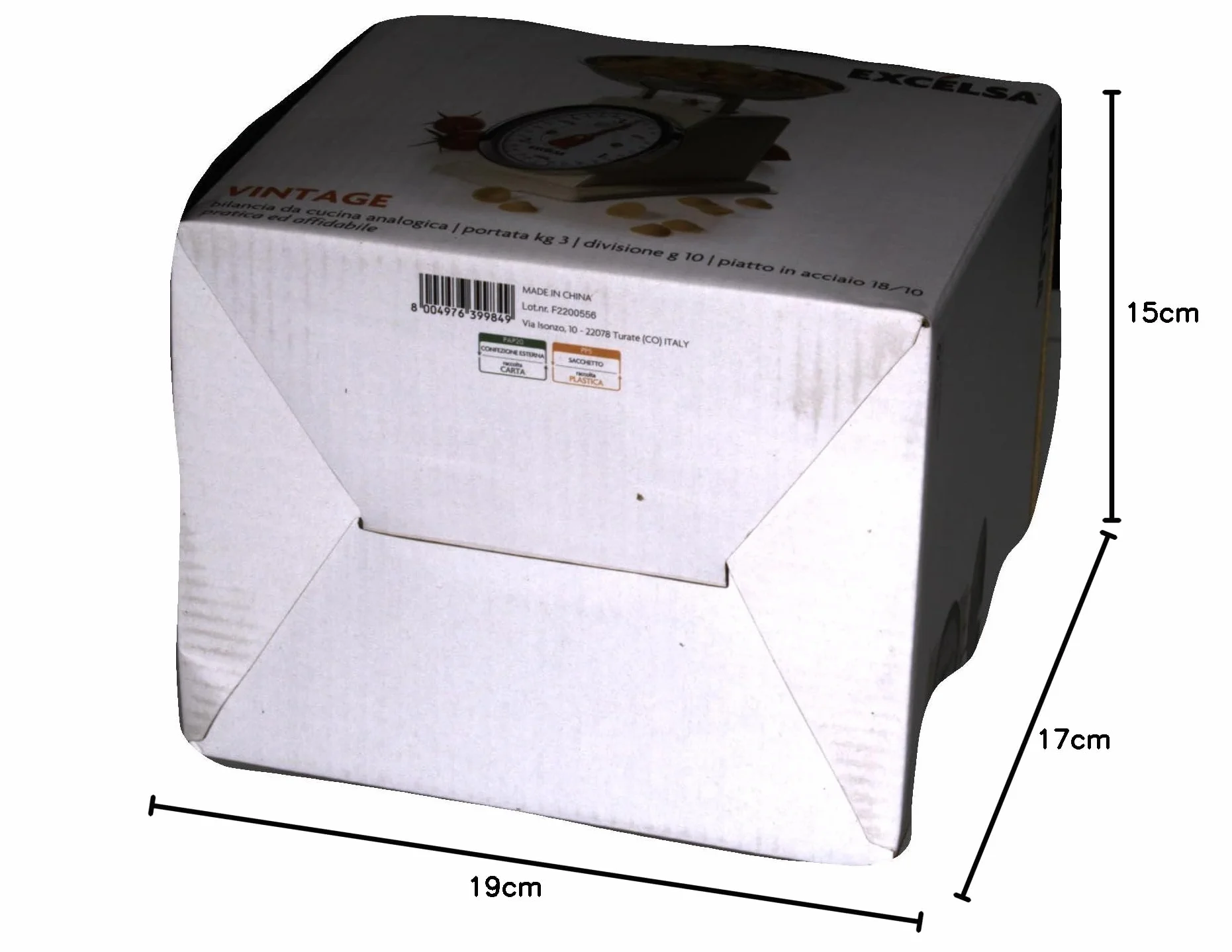 Excelsa Vintage Bilancia Meccanica Acciaio Inox Crema 3 kg/10 g