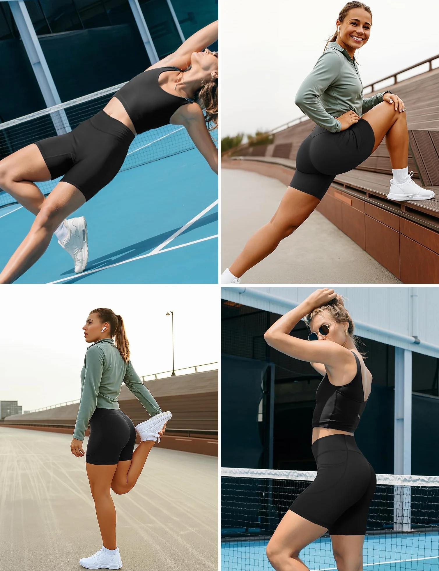 Yogaration Pantaloncini Palestra Donna Vita Alta con Tasche Push up Senza Cuciture Yoga Fitness Gym