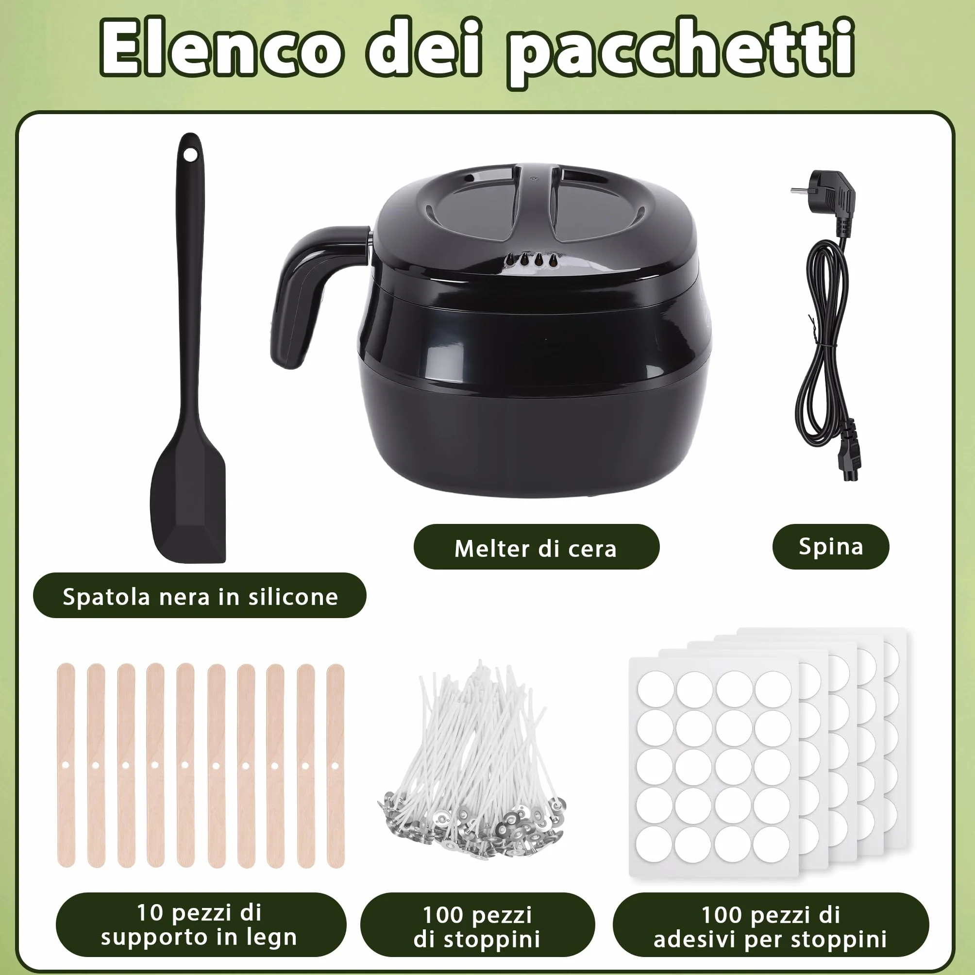 Sciogliera Cera Elettrica 150W con Display LED Digitale, Pentola per Fusione Cera, Stoppini e Cucchiaio