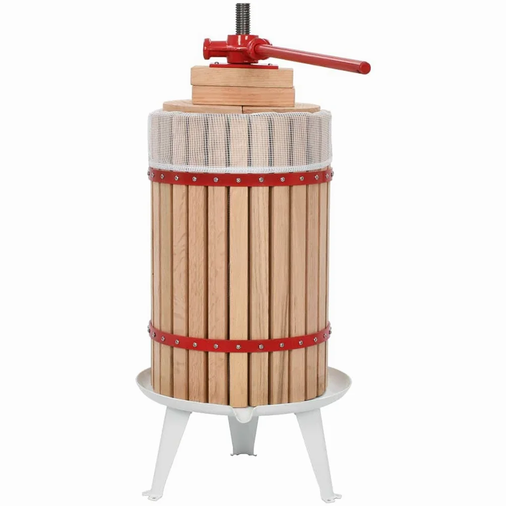 vidaXL Torchio per Frutta e Vino con Sacco Facile da Utilizzare Non Richiede Manutenzione Antiruggine Robusto Torchietto in Tessuto Legno di Rovere